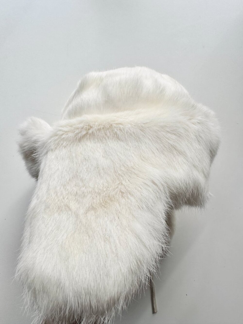 White Real Rabbit Fur Trapper Hat - Picture 3 of 15